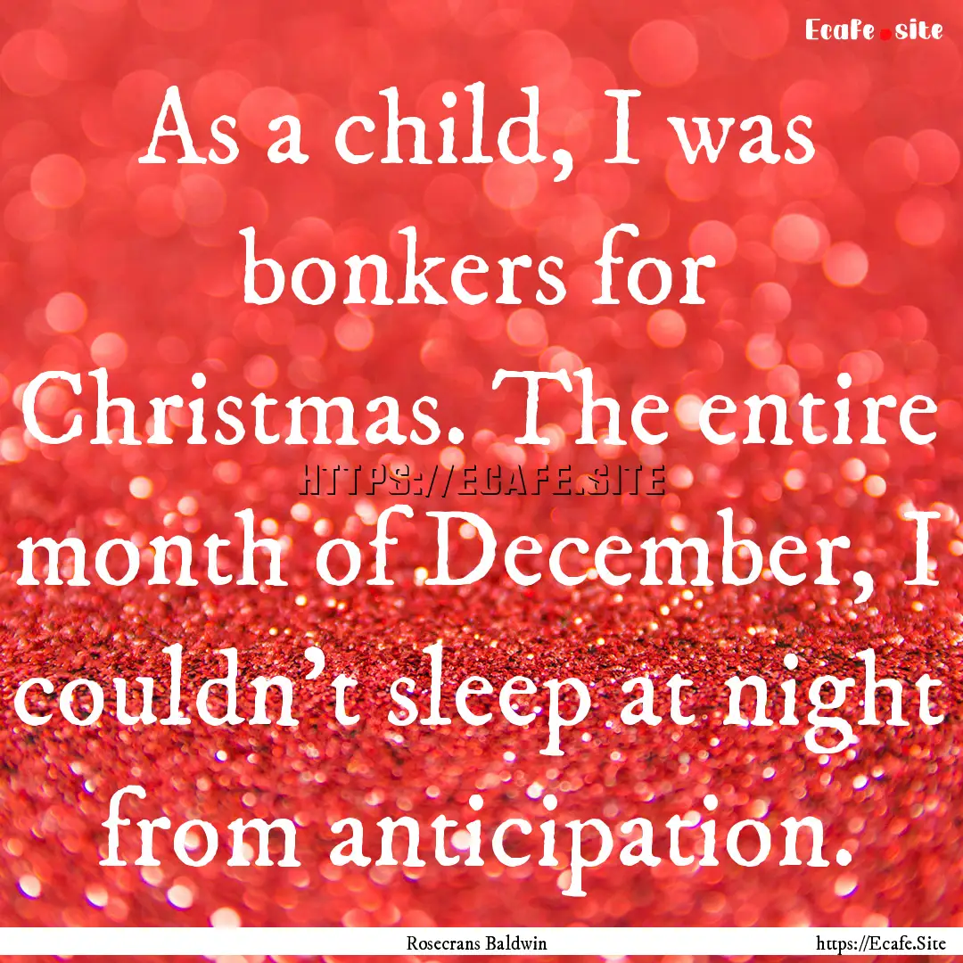 As a child, I was bonkers for Christmas..... : Quote by Rosecrans Baldwin