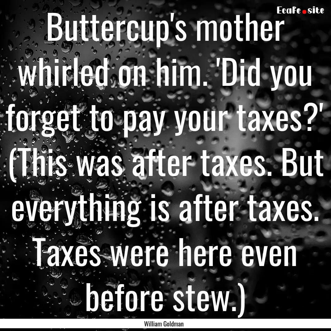 Buttercup's mother whirled on him. 'Did you.... : Quote by William Goldman