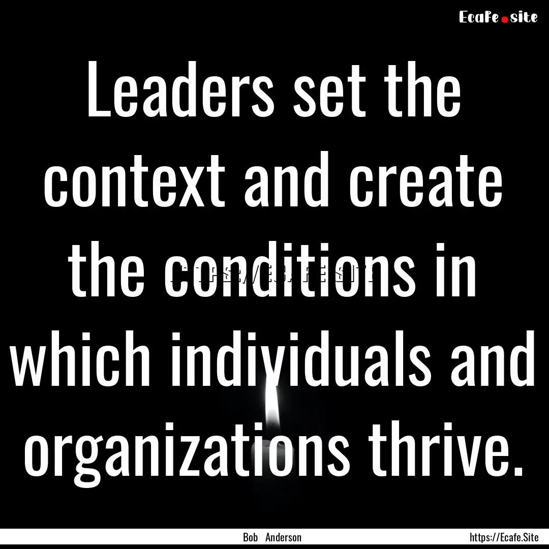 Leaders set the context and create the conditions.... : Quote by Bob Anderson