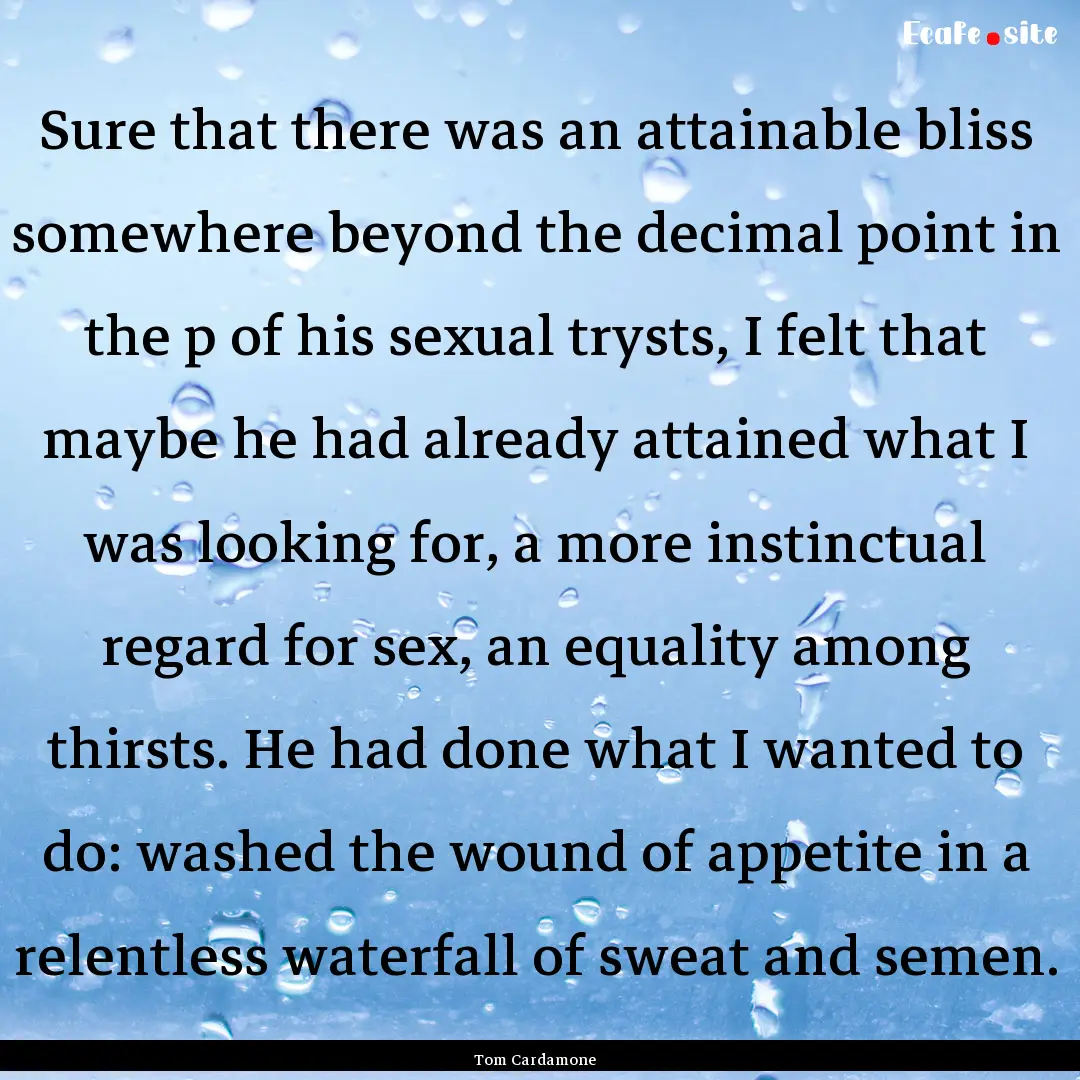 Sure that there was an attainable bliss somewhere.... : Quote by Tom Cardamone