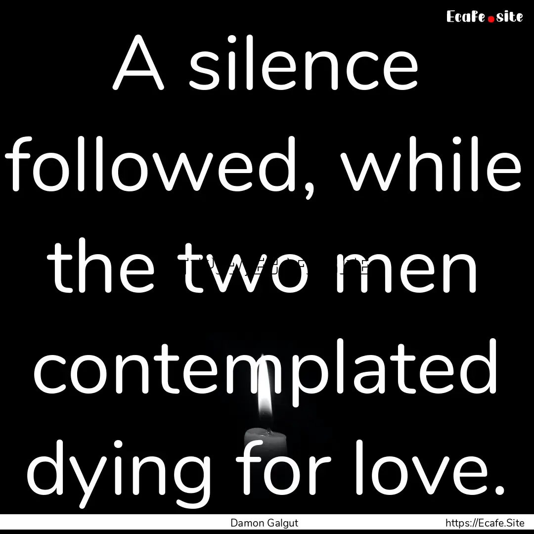 A silence followed, while the two men contemplated.... : Quote by Damon Galgut