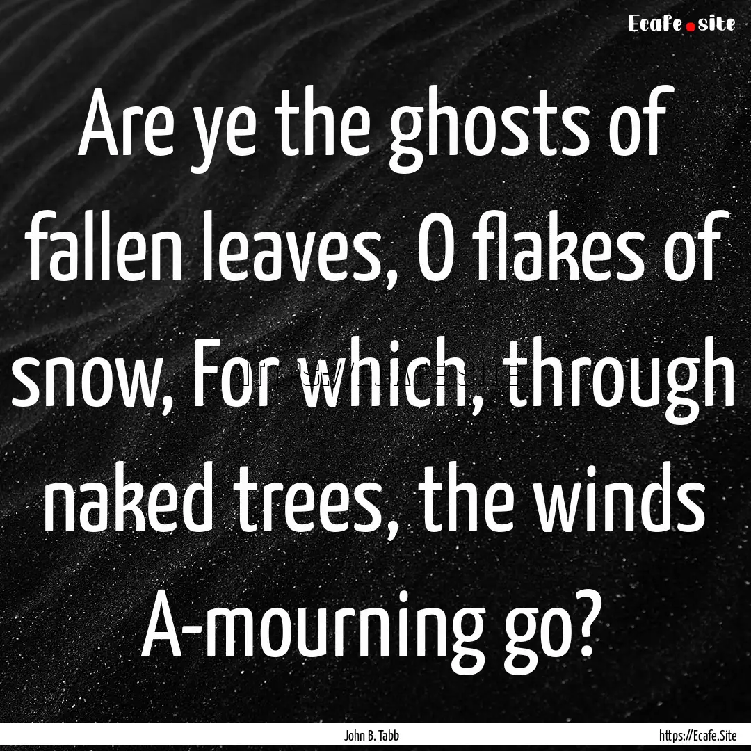 Are ye the ghosts of fallen leaves, O flakes.... : Quote by John B. Tabb