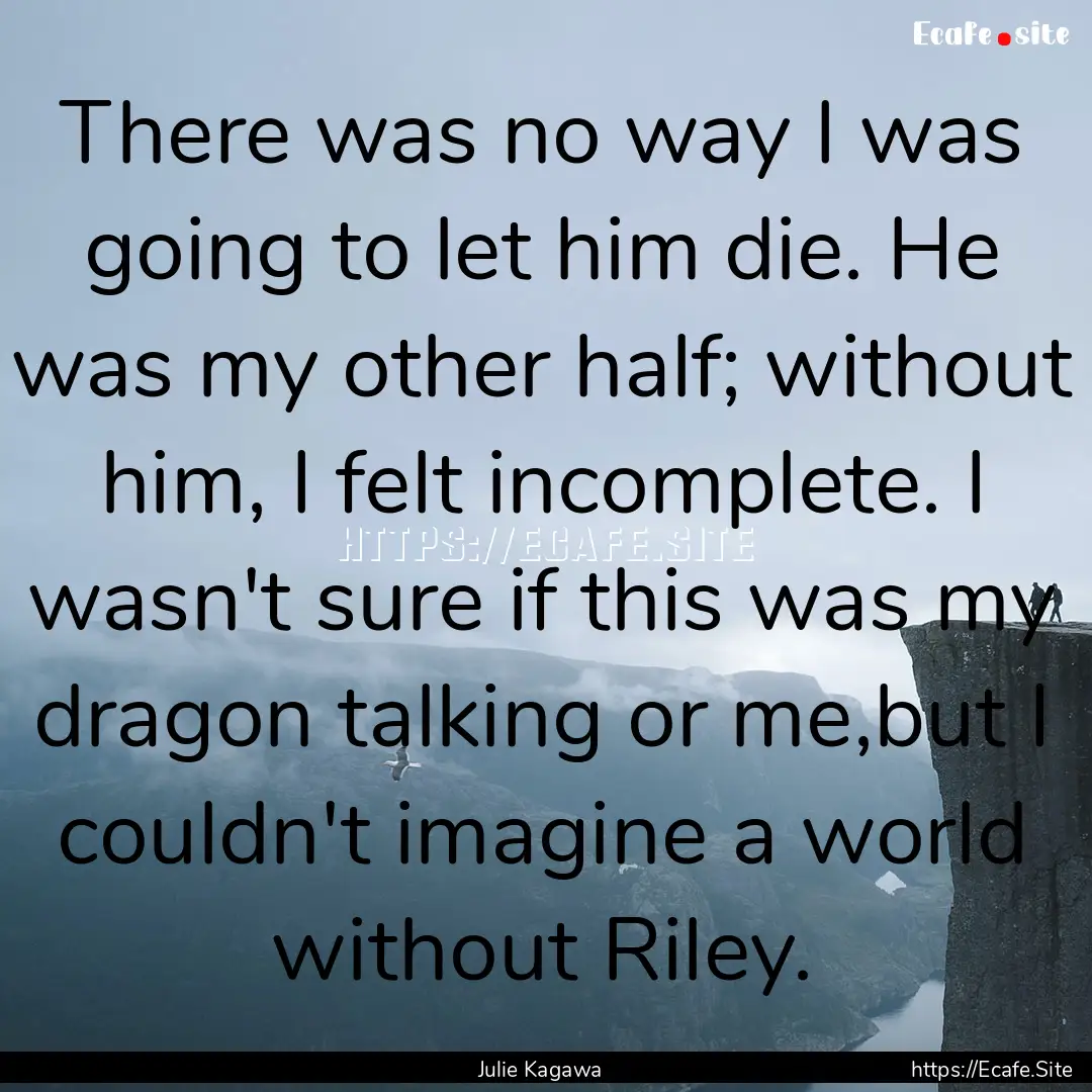 There was no way I was going to let him die..... : Quote by Julie Kagawa