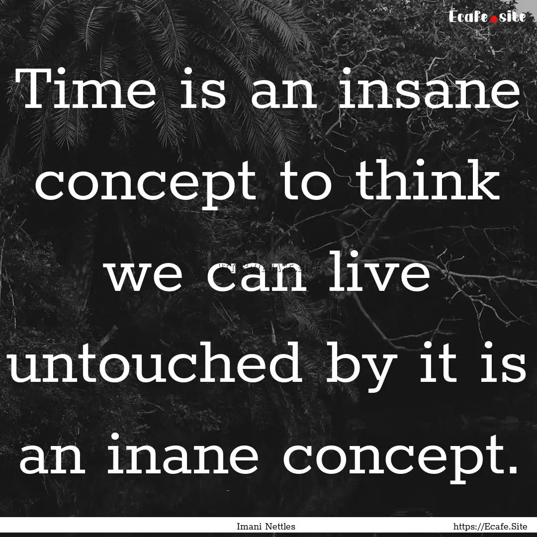 Time is an insane concept to think we can.... : Quote by Imani Nettles