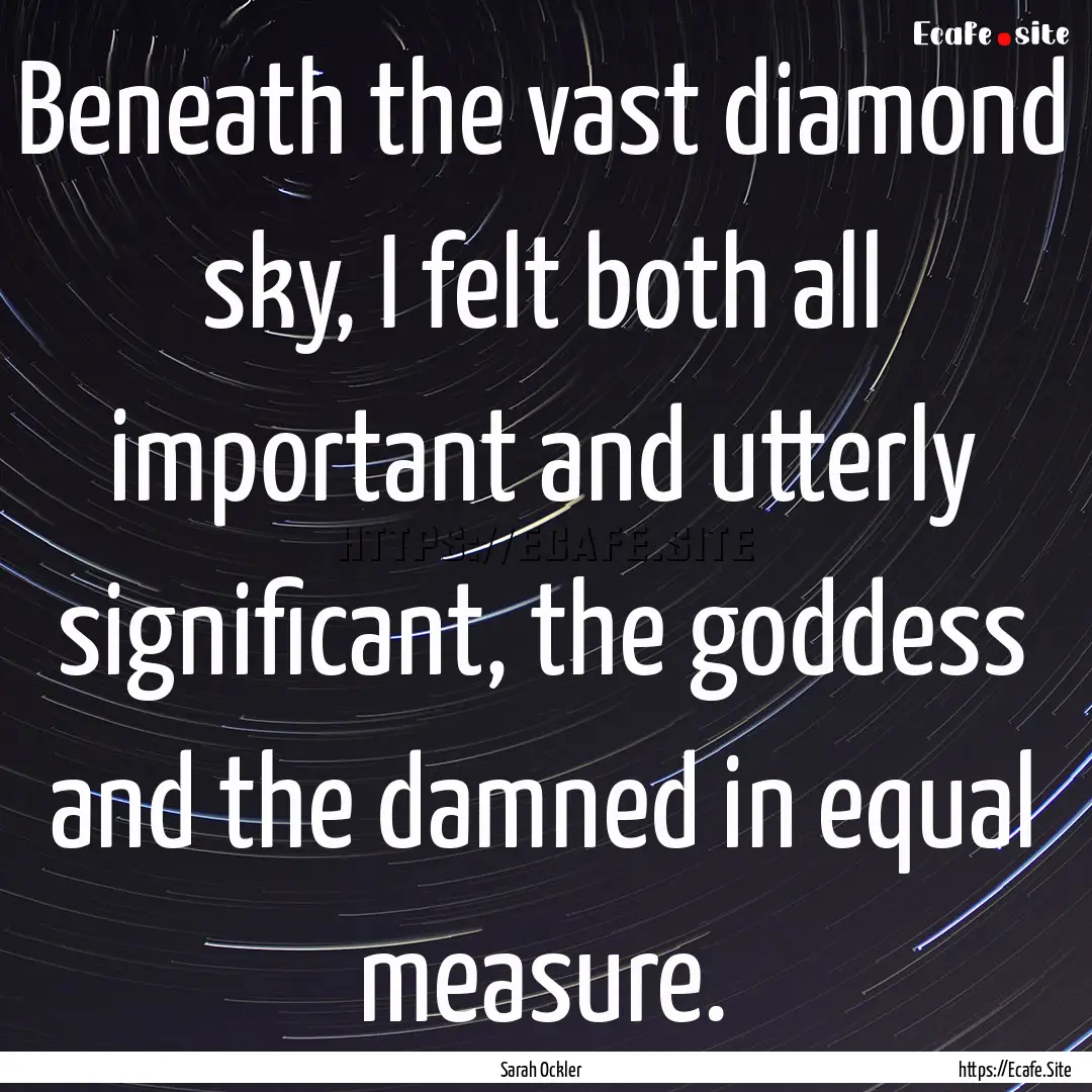 Beneath the vast diamond sky, I felt both.... : Quote by Sarah Ockler