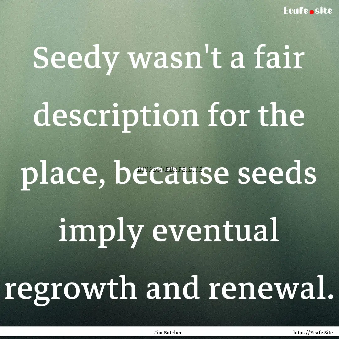 Seedy wasn't a fair description for the place,.... : Quote by Jim Butcher