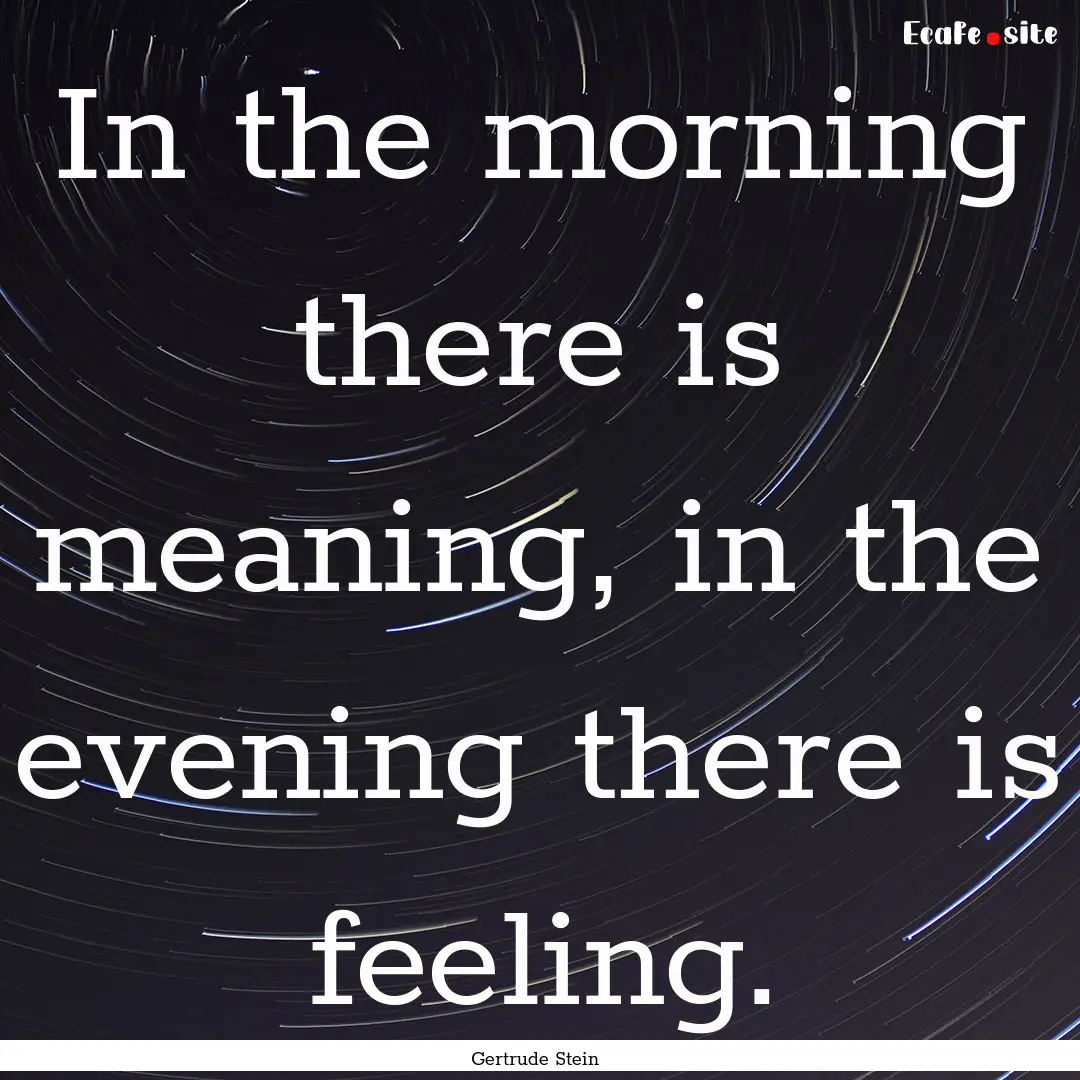 In the morning there is meaning, in the evening.... : Quote by Gertrude Stein