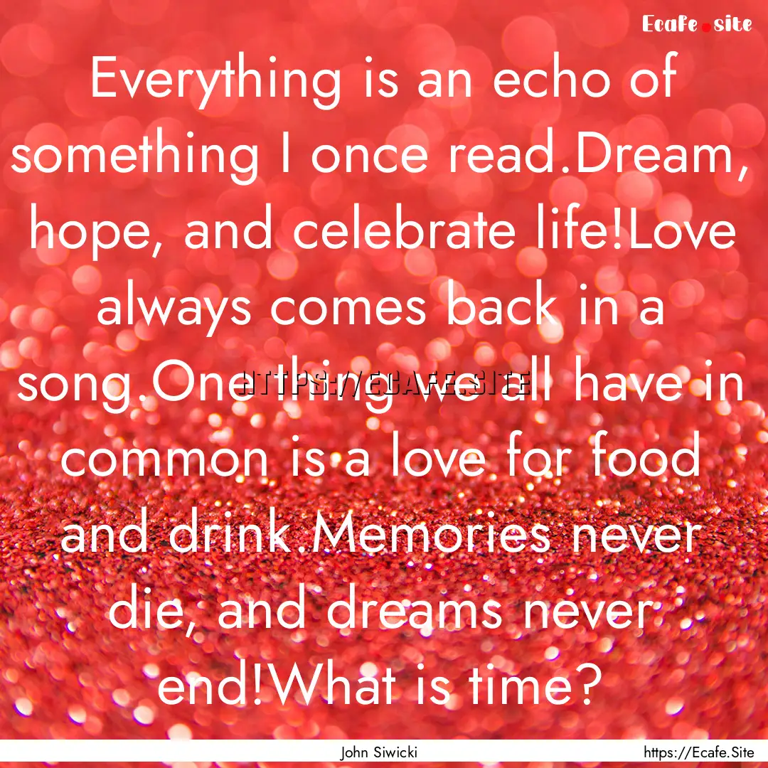 Everything is an echo of something I once.... : Quote by John Siwicki