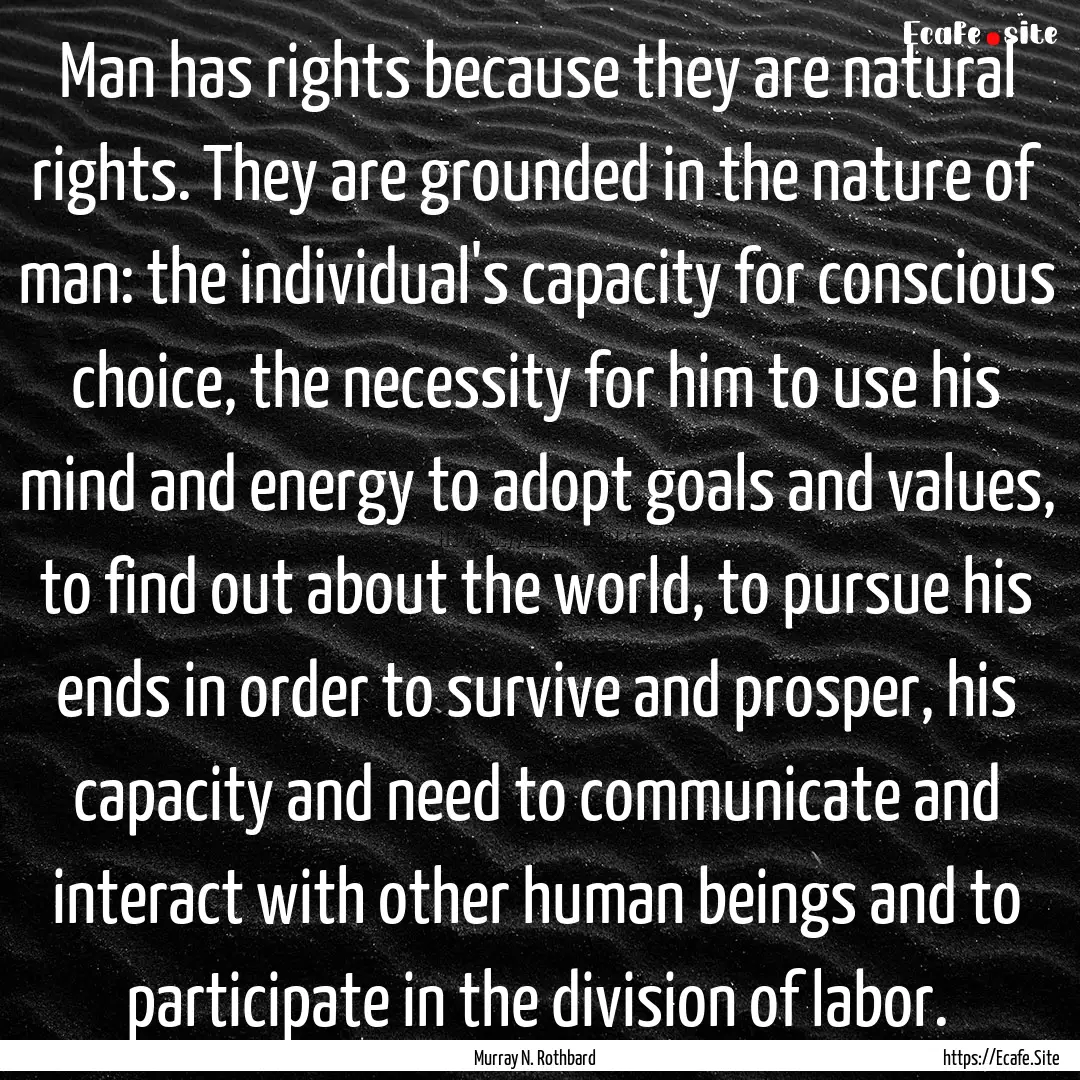 Man has rights because they are natural rights..... : Quote by Murray N. Rothbard