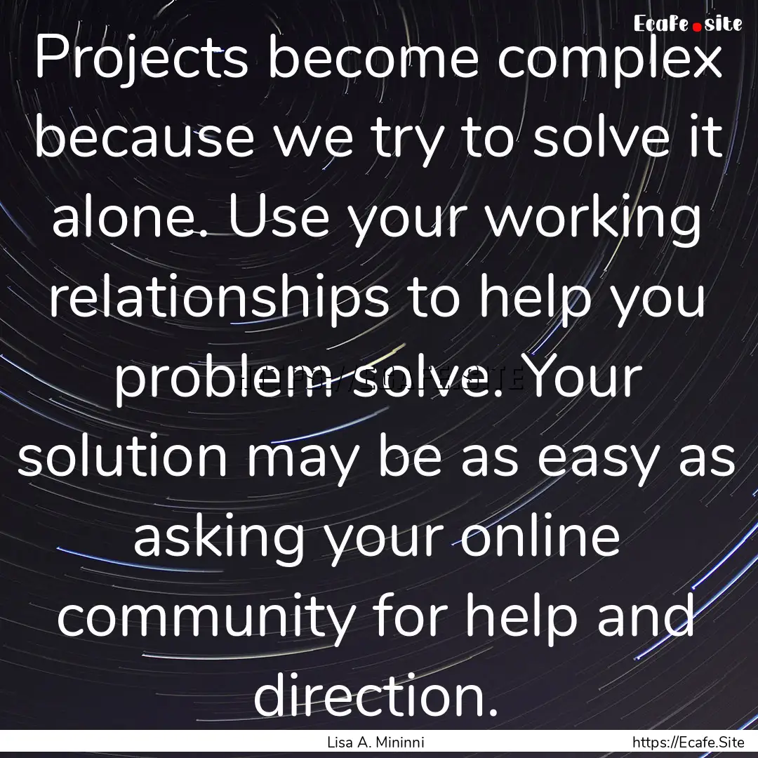 Projects become complex because we try to.... : Quote by Lisa A. Mininni