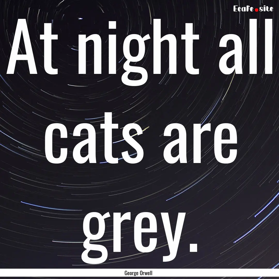 At night all cats are grey. : Quote by George Orwell