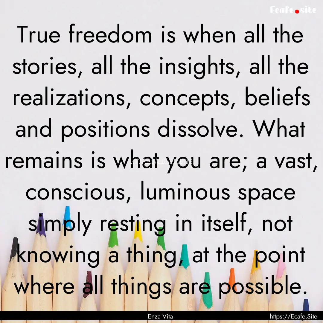 True freedom is when all the stories, all.... : Quote by Enza Vita