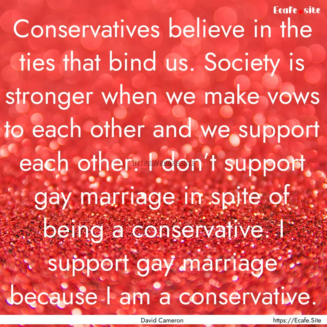 Conservatives believe in the ties that bind.... : Quote by David Cameron