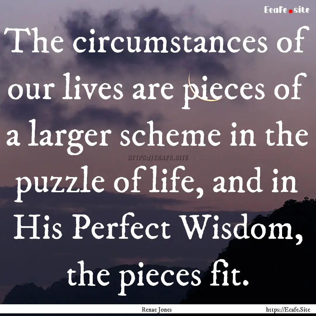 The circumstances of our lives are pieces.... : Quote by Renae Jones