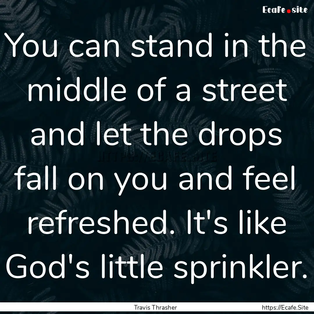 You can stand in the middle of a street and.... : Quote by Travis Thrasher