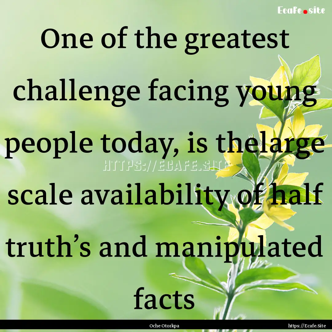 One of the greatest challenge facing young.... : Quote by Oche Otorkpa