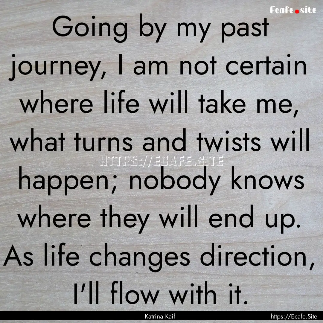 Going by my past journey, I am not certain.... : Quote by Katrina Kaif