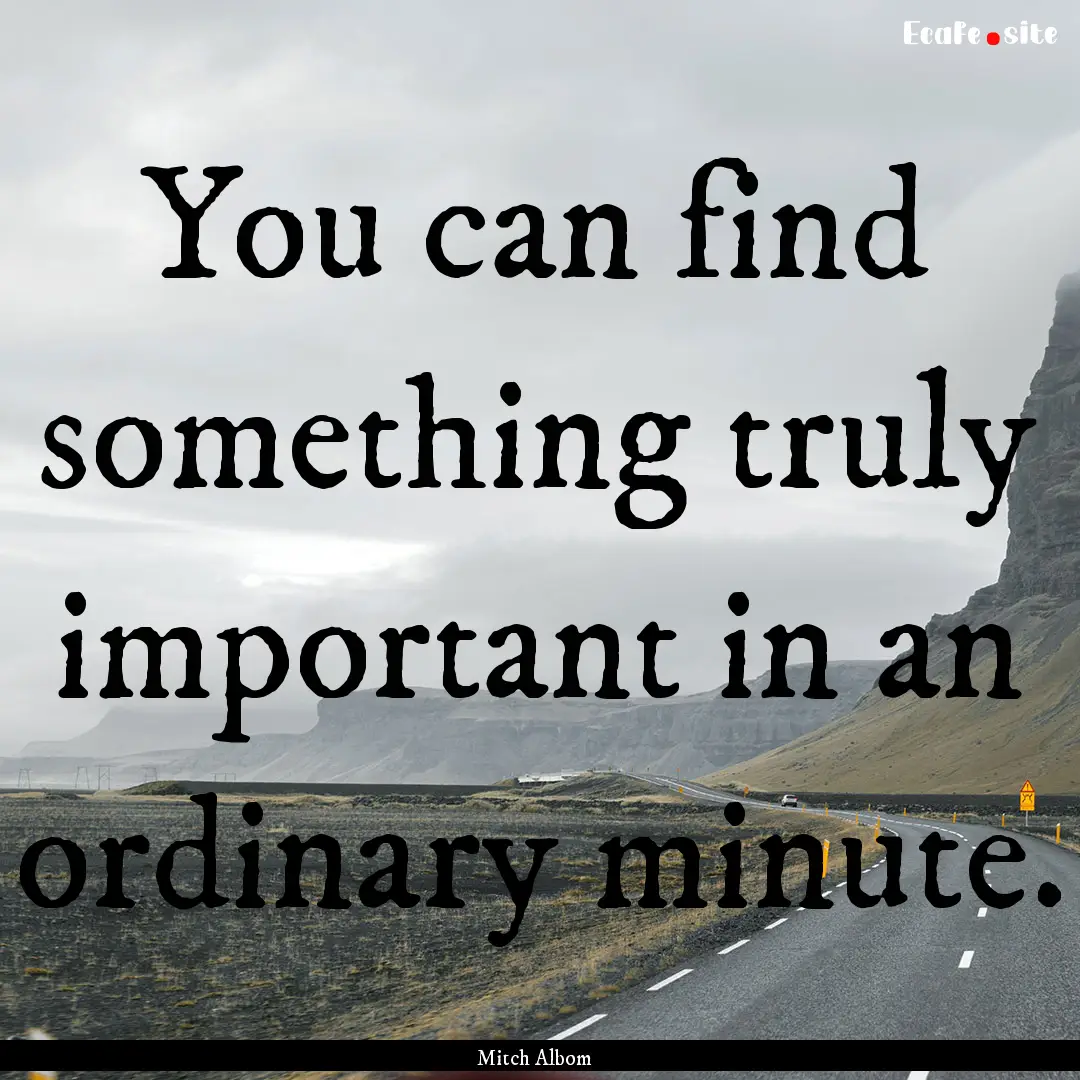 You can find something truly important in.... : Quote by Mitch Albom