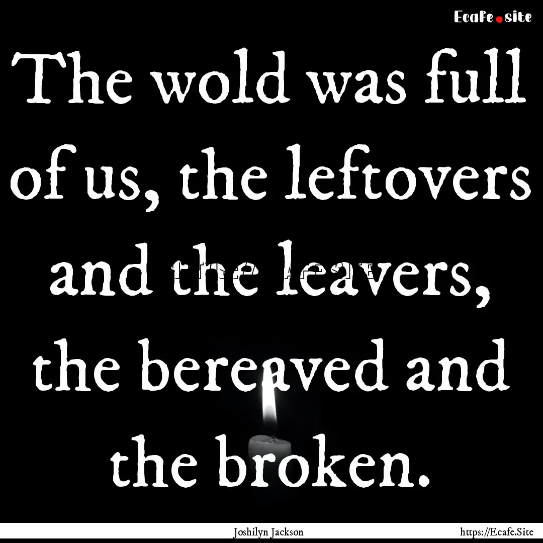 The wold was full of us, the leftovers and.... : Quote by Joshilyn Jackson