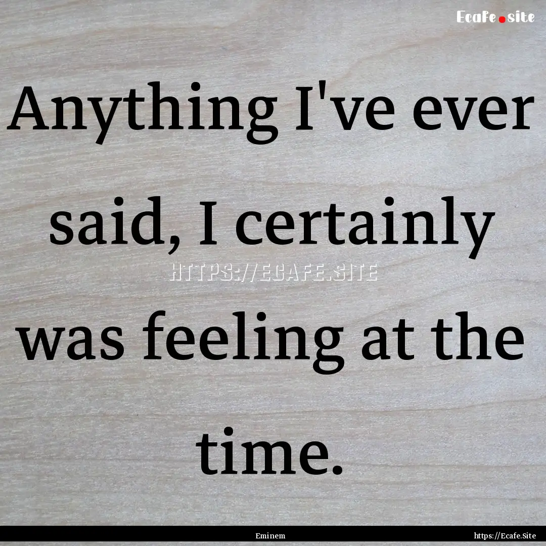 Anything I've ever said, I certainly was.... : Quote by Eminem