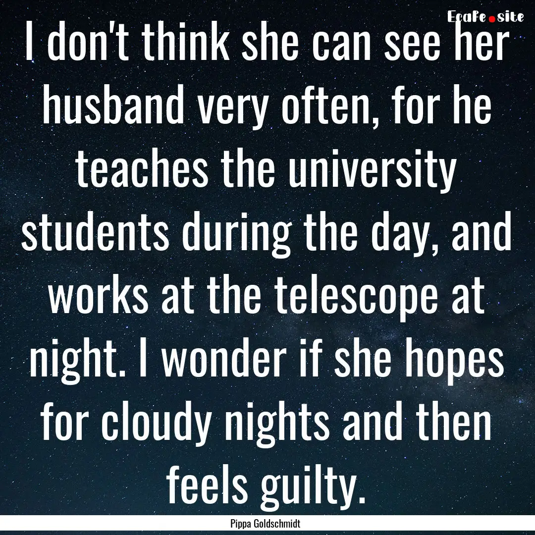 I don't think she can see her husband very.... : Quote by Pippa Goldschmidt