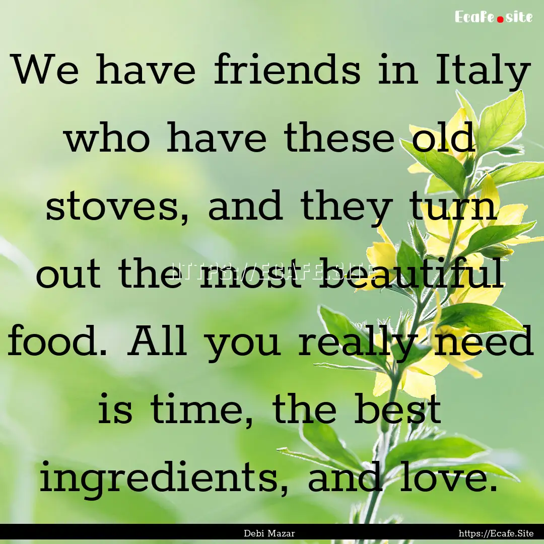 We have friends in Italy who have these old.... : Quote by Debi Mazar