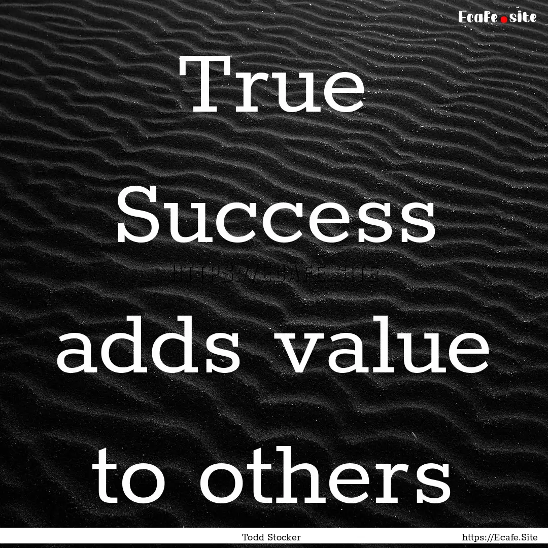 True Success adds value to others : Quote by Todd Stocker