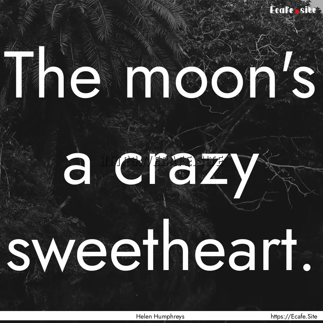 The moon's a crazy sweetheart. : Quote by Helen Humphreys