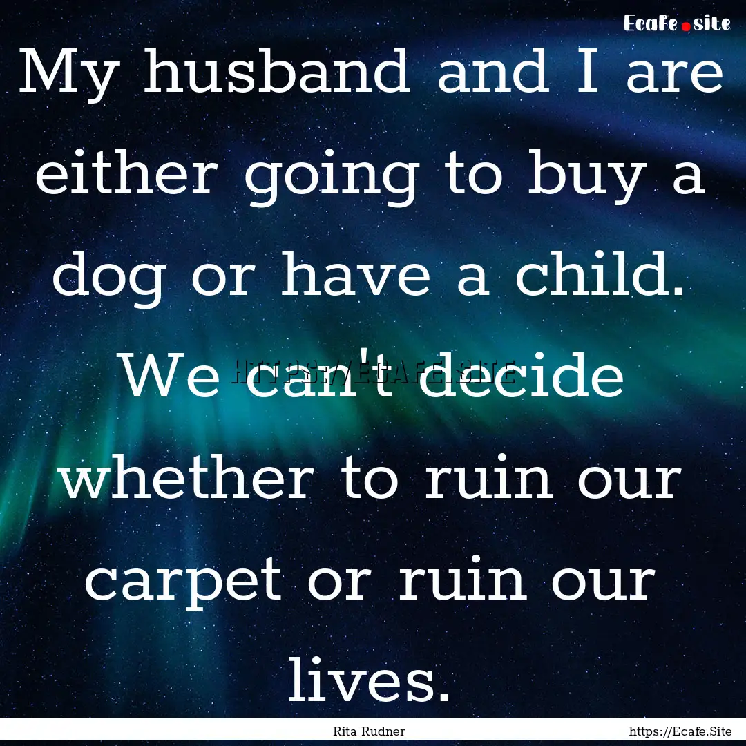 My husband and I are either going to buy.... : Quote by Rita Rudner