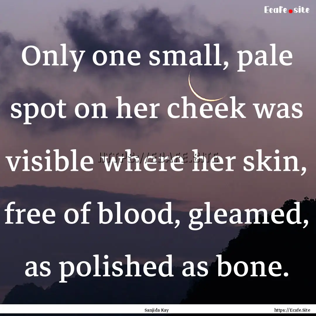 Only one small, pale spot on her cheek was.... : Quote by Sanjida Kay