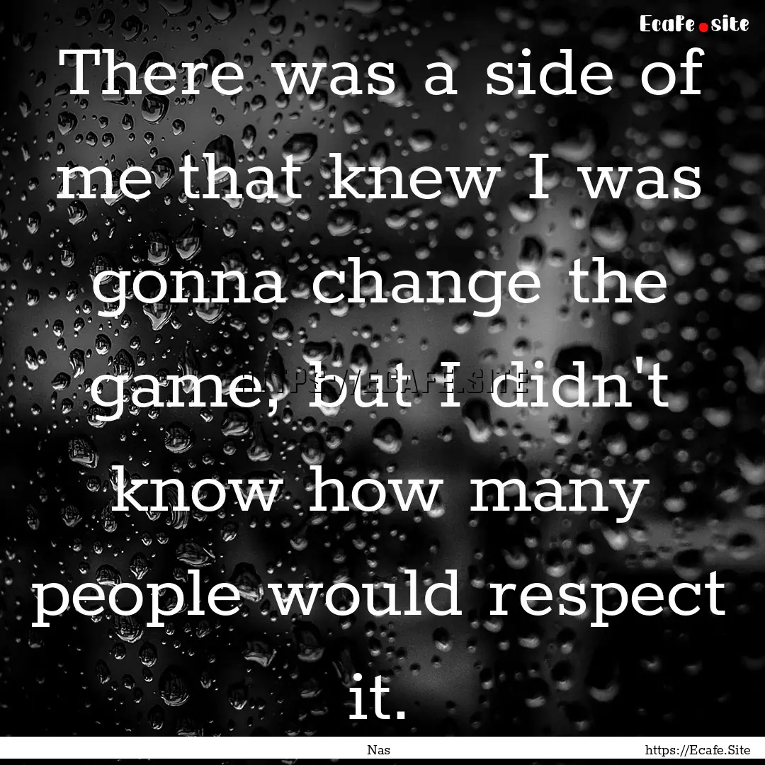 There was a side of me that knew I was gonna.... : Quote by Nas