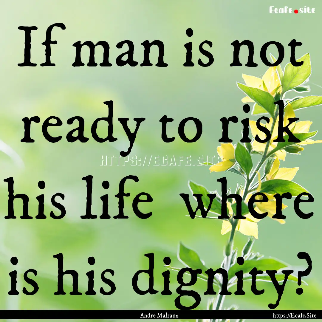 If man is not ready to risk his life where.... : Quote by Andre Malraux