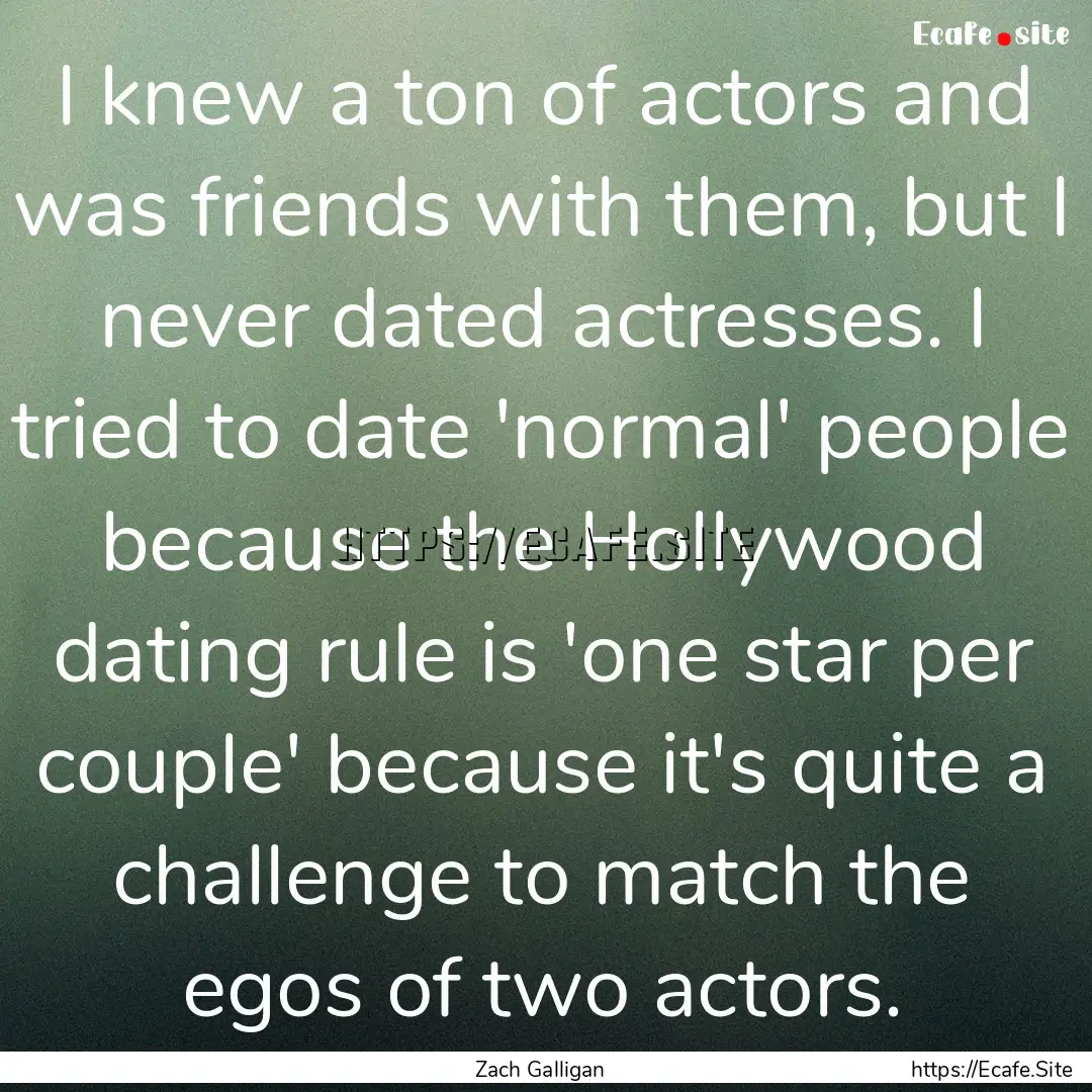 I knew a ton of actors and was friends with.... : Quote by Zach Galligan