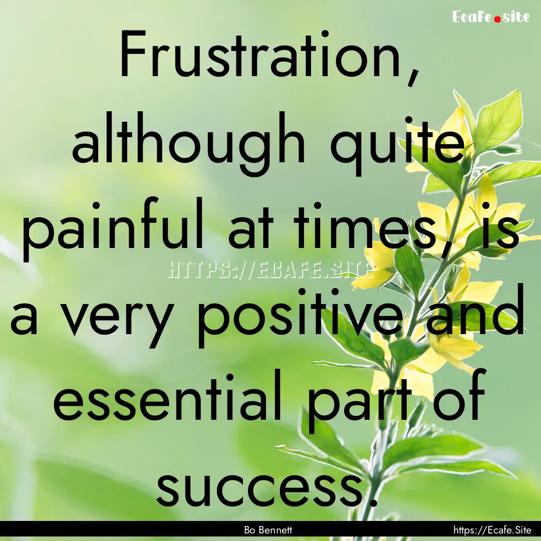 Frustration, although quite painful at times,.... : Quote by Bo Bennett