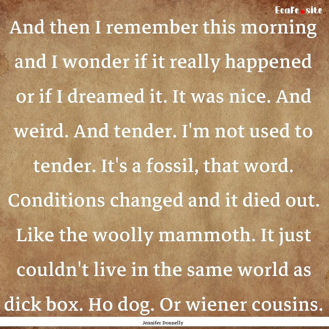 And then I remember this morning and I wonder.... : Quote by Jennifer Donnelly