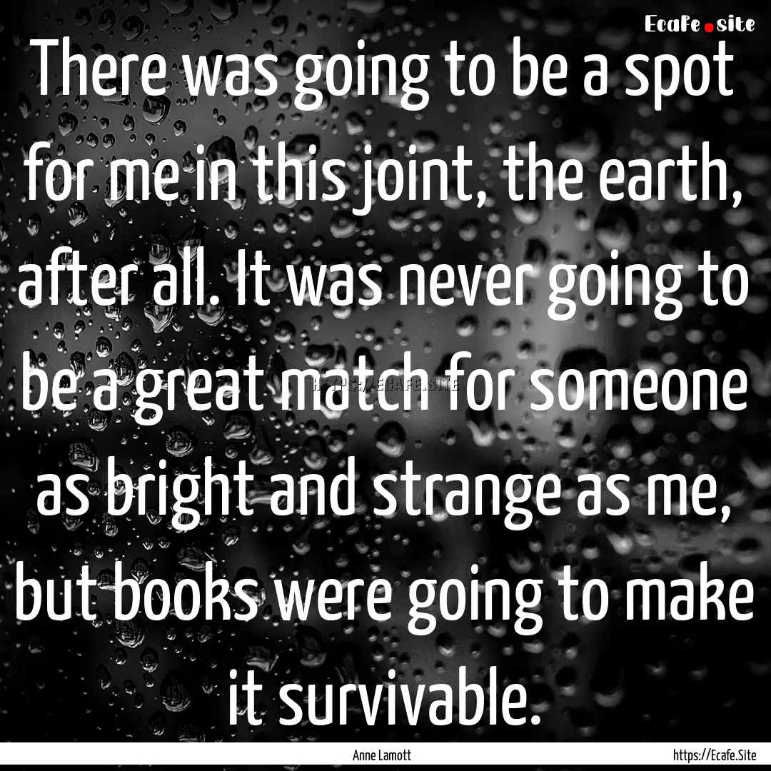 There was going to be a spot for me in this.... : Quote by Anne Lamott