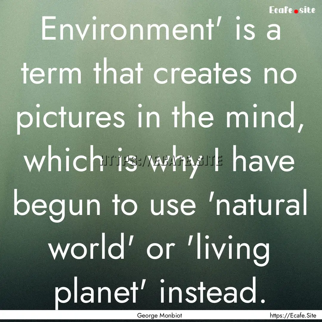 Environment' is a term that creates no pictures.... : Quote by George Monbiot