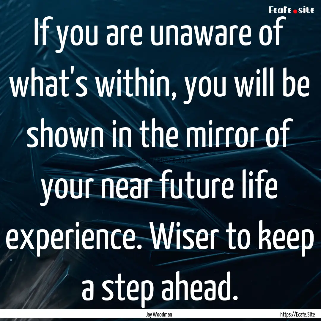 If you are unaware of what's within, you.... : Quote by Jay Woodman