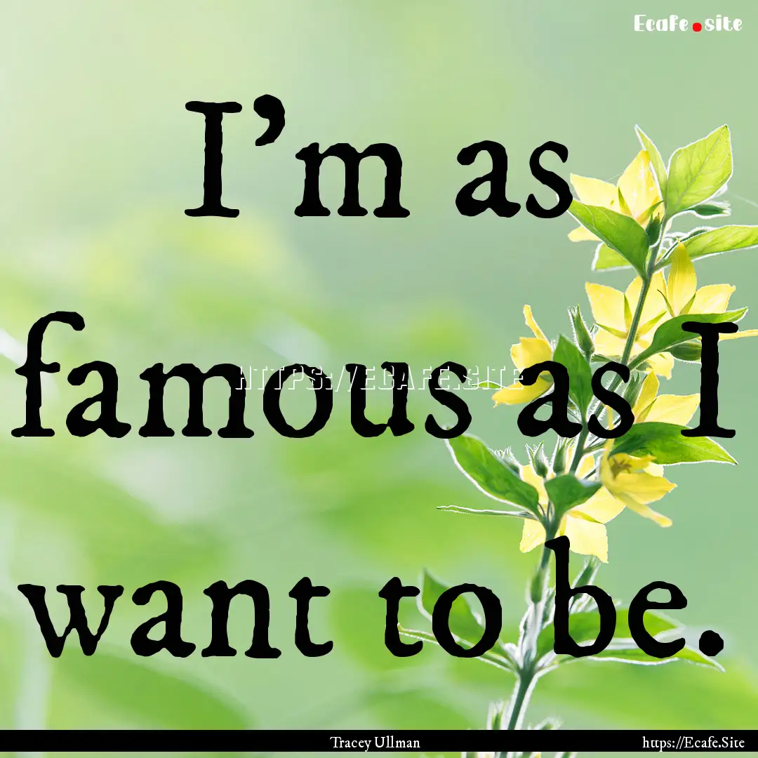 I'm as famous as I want to be. : Quote by Tracey Ullman