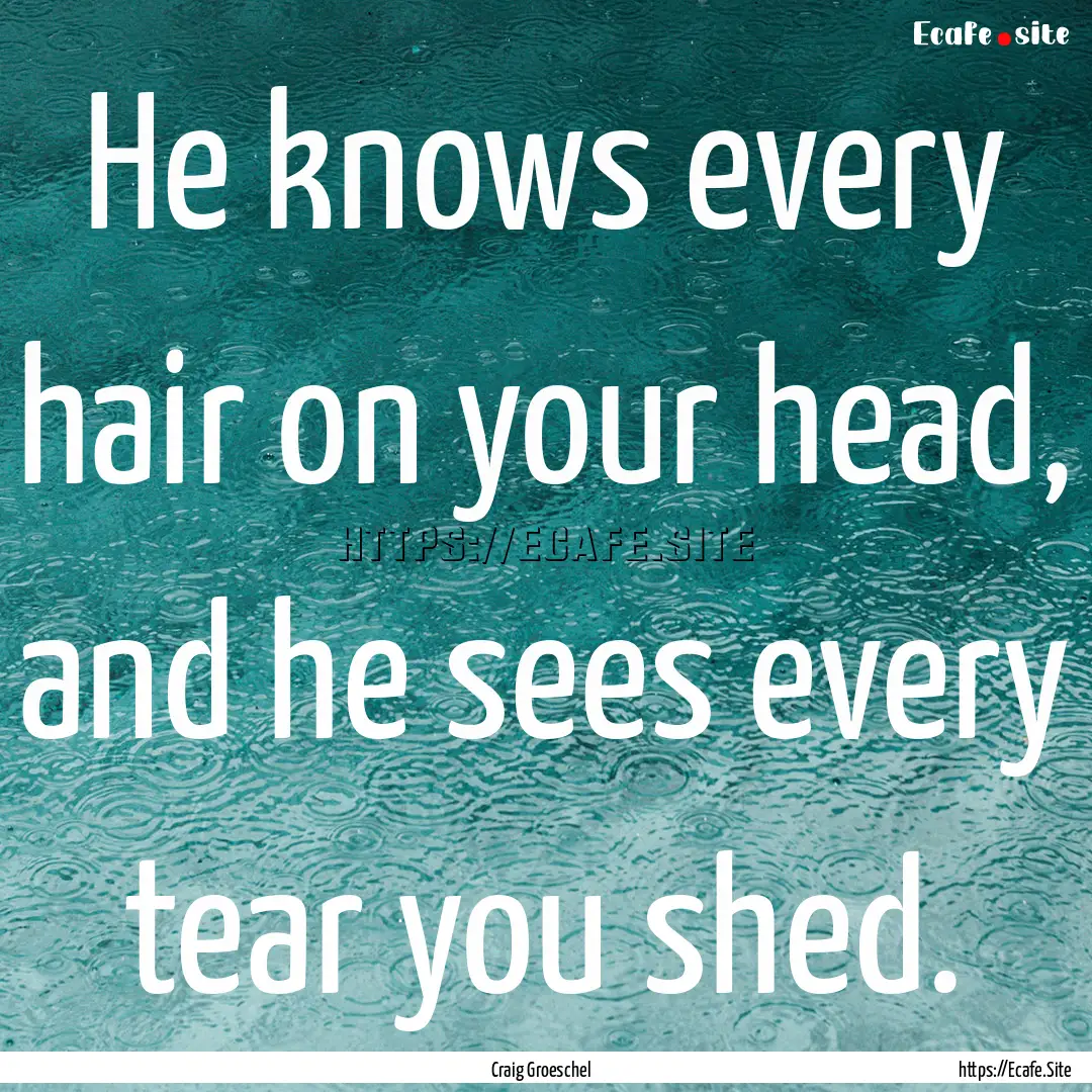 He knows every hair on your head, and he.... : Quote by Craig Groeschel