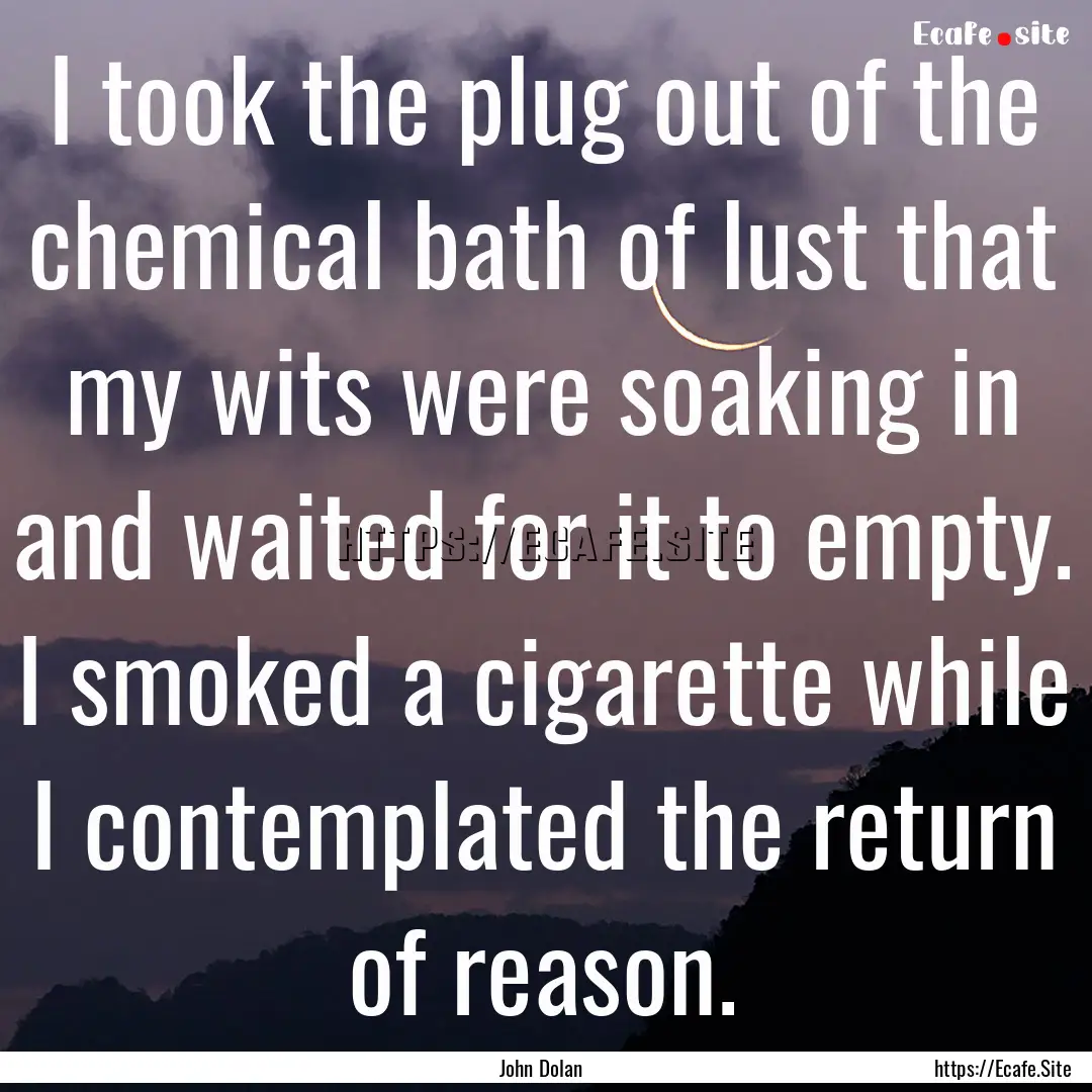 I took the plug out of the chemical bath.... : Quote by John Dolan