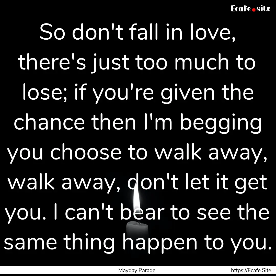 So don't fall in love, there's just too much.... : Quote by Mayday Parade