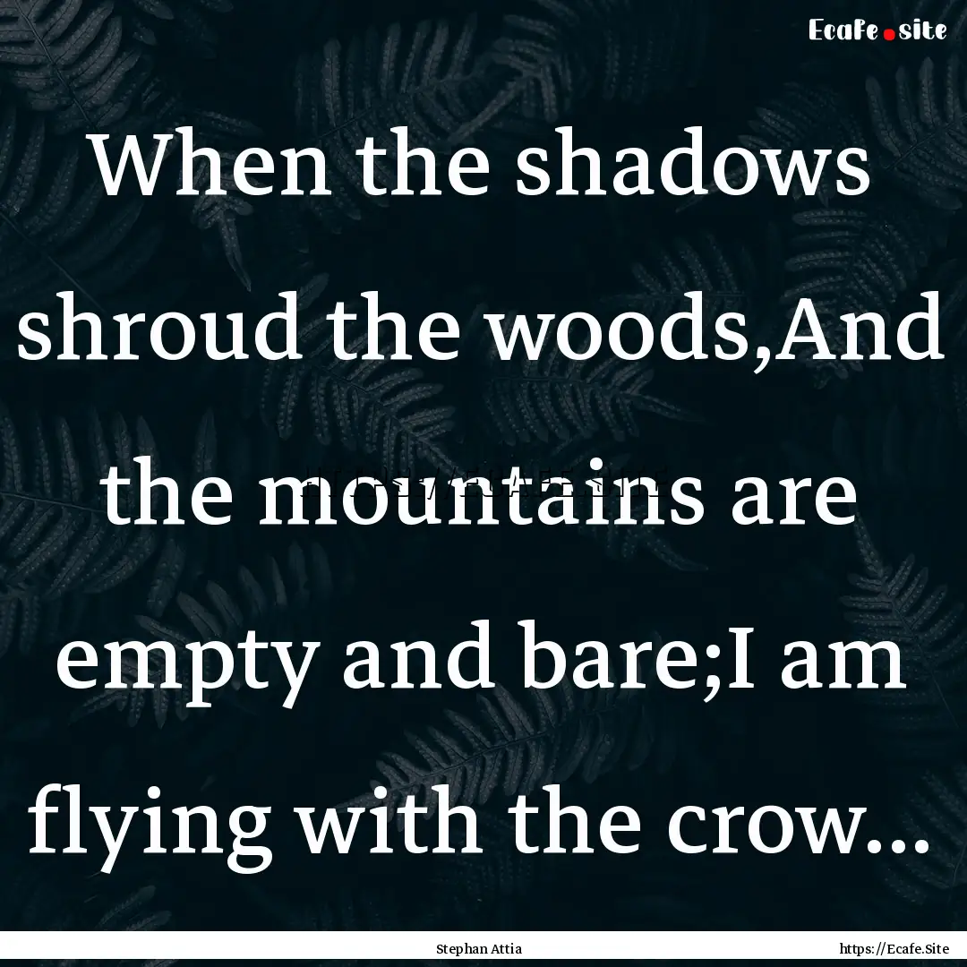 When the shadows shroud the woods,And the.... : Quote by Stephan Attia