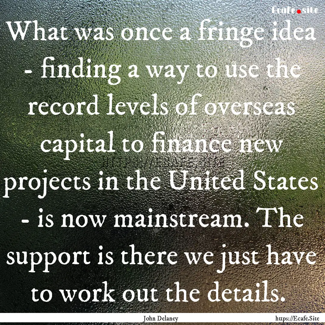 What was once a fringe idea - finding a way.... : Quote by John Delaney