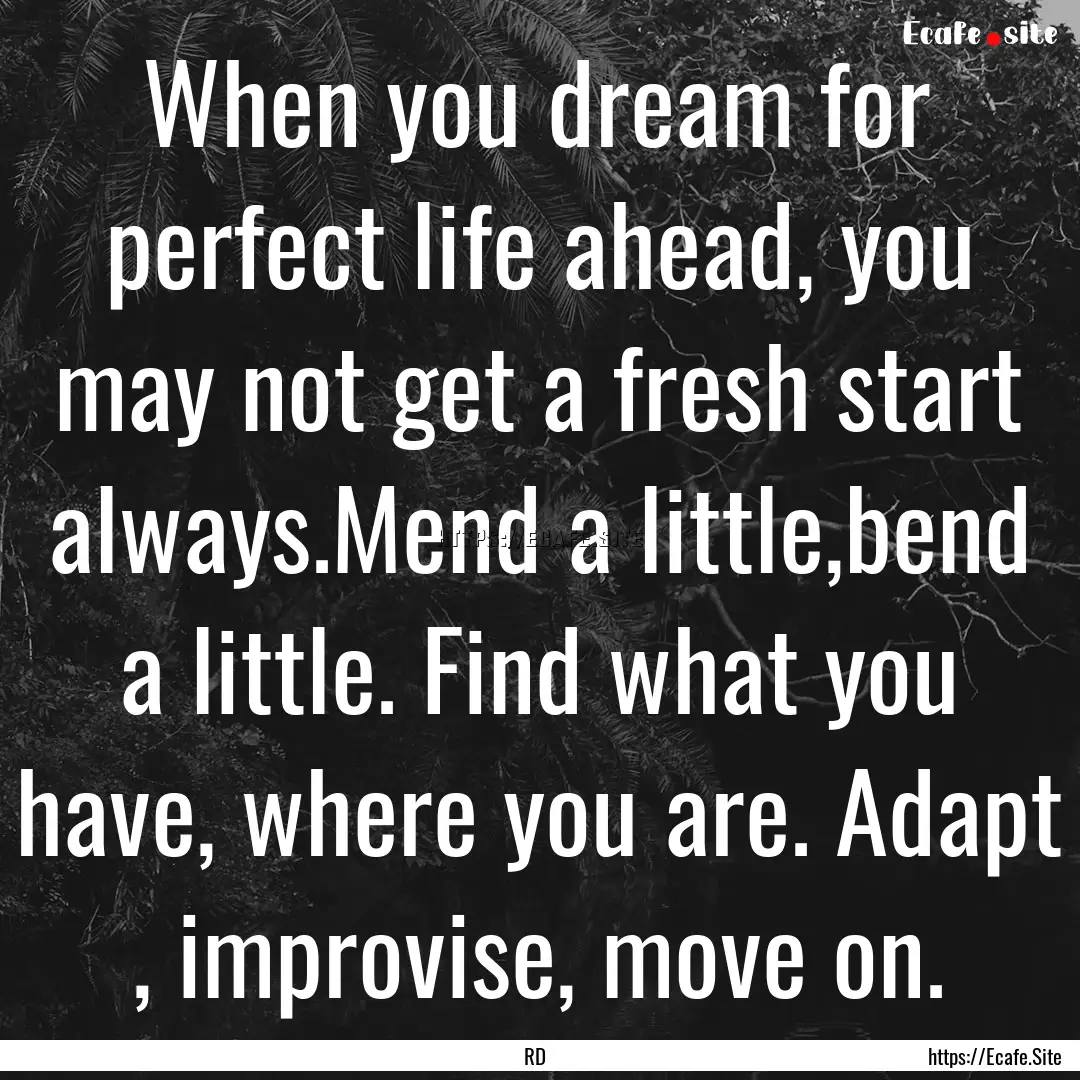 When you dream for perfect life ahead, you.... : Quote by RD