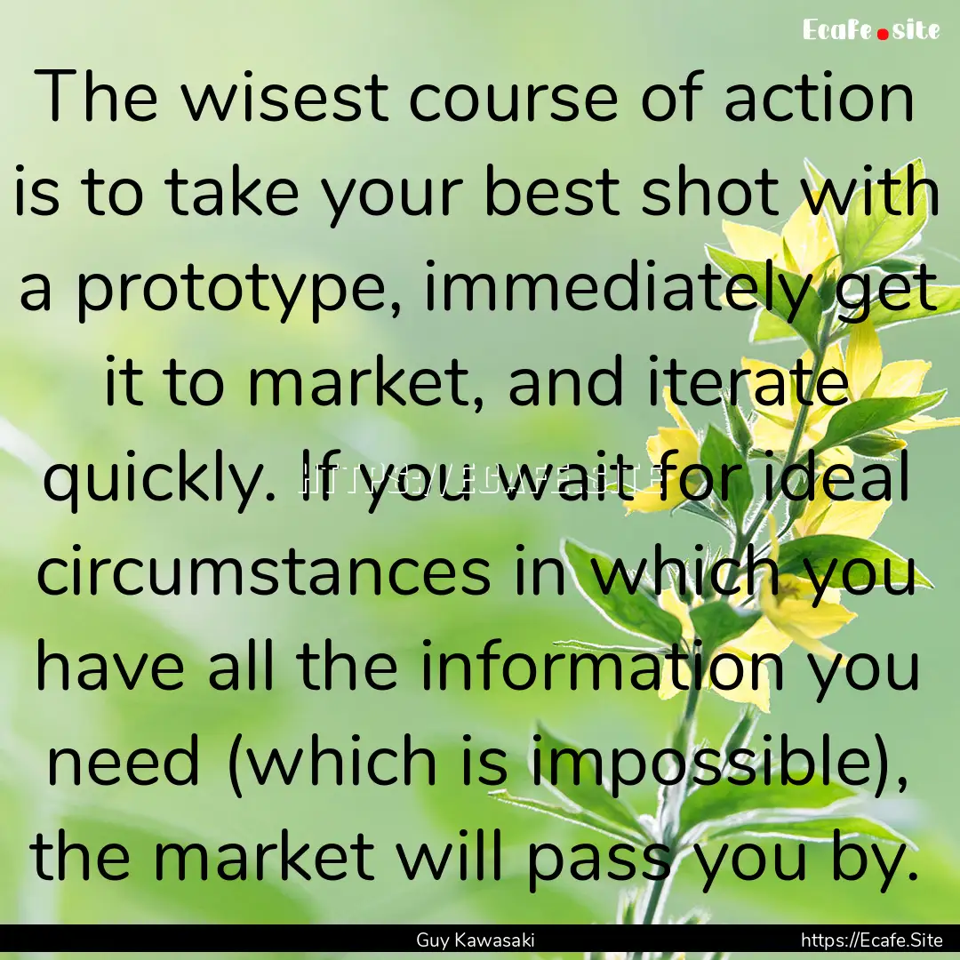 The wisest course of action is to take your.... : Quote by Guy Kawasaki