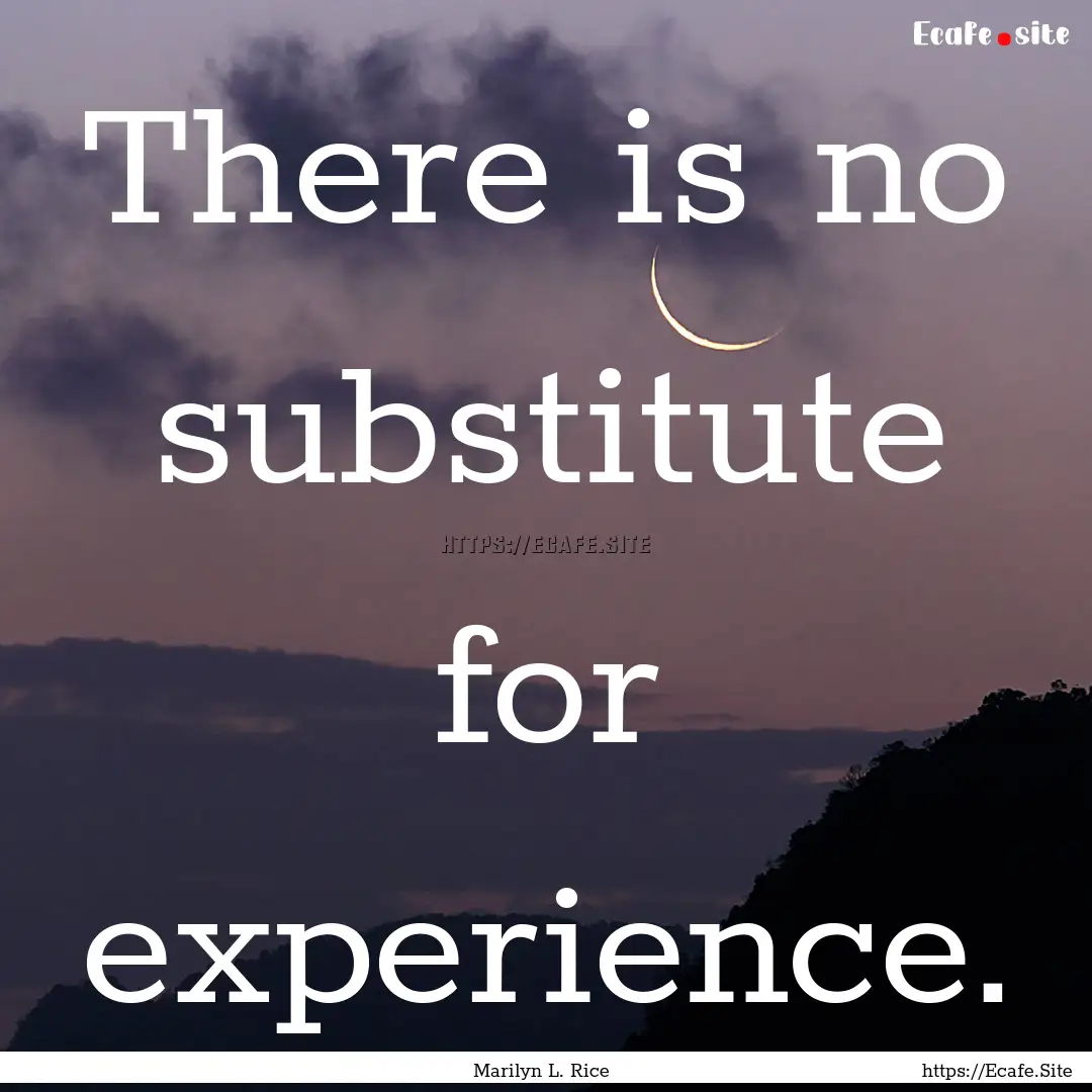 There is no substitute for experience. : Quote by Marilyn L. Rice