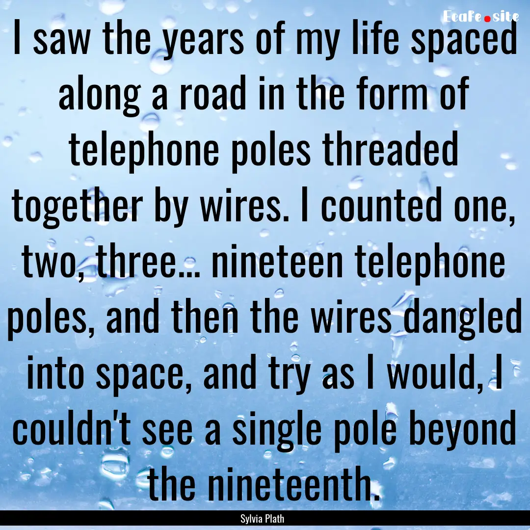 I saw the years of my life spaced along a.... : Quote by Sylvia Plath