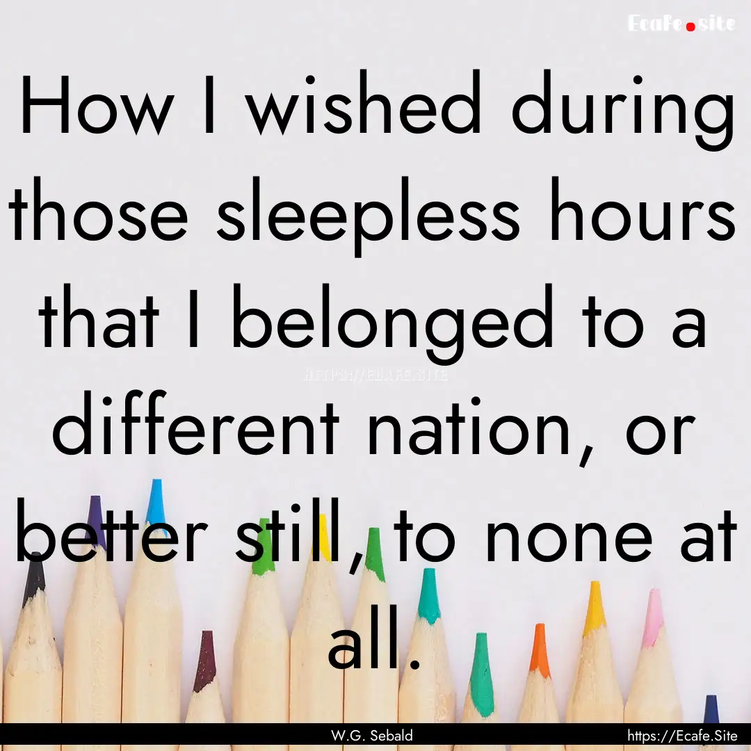 How I wished during those sleepless hours.... : Quote by W.G. Sebald