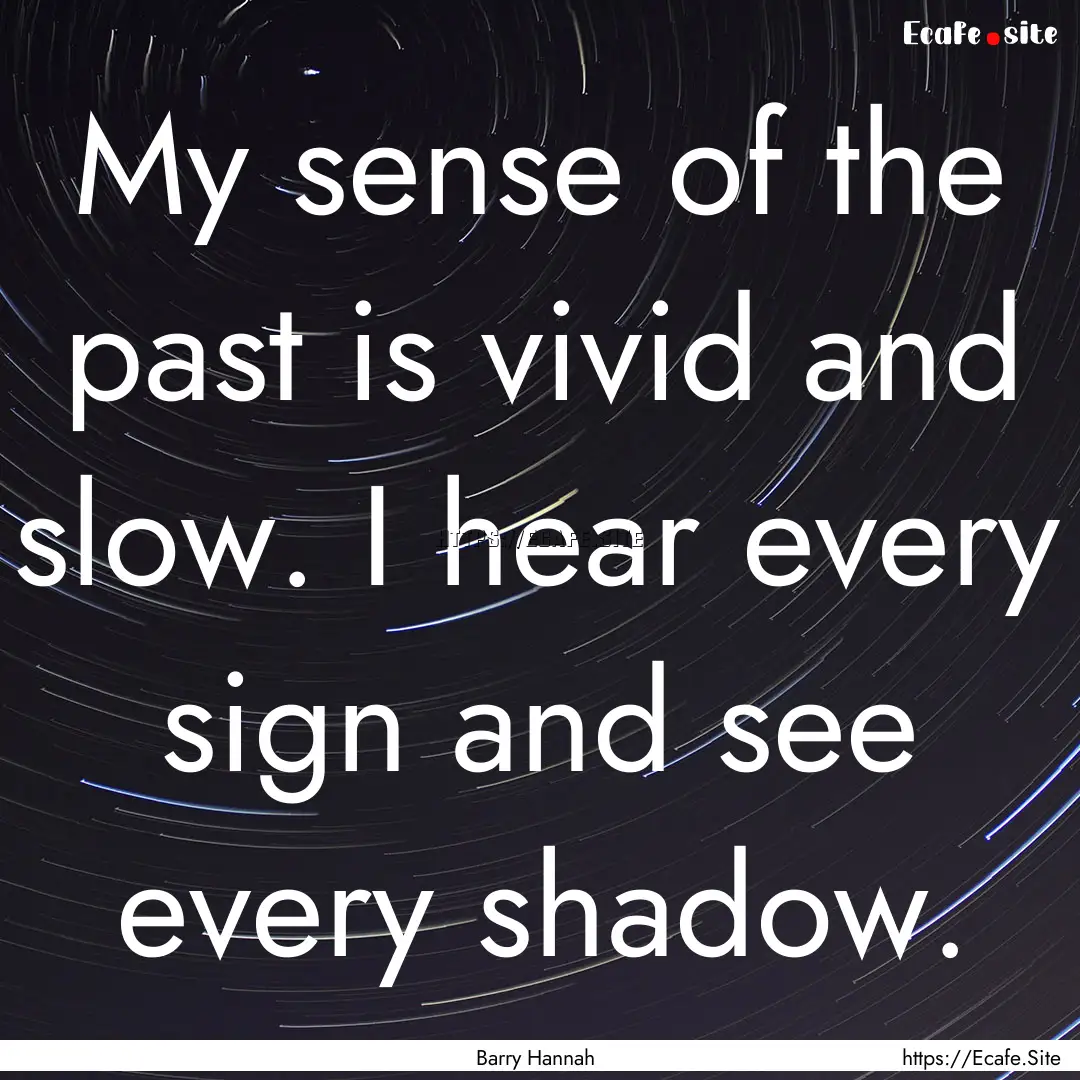 My sense of the past is vivid and slow. I.... : Quote by Barry Hannah